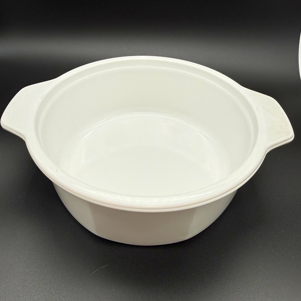 Princess House Nouveau 1 Quart Round White Casserole Dish w/ Lid Handles France